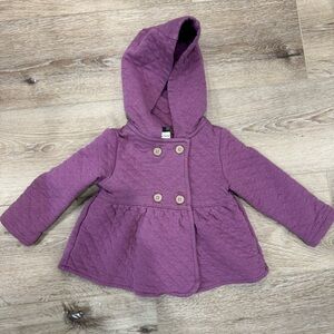 Purple Quilted Kids Hooded Jacket
